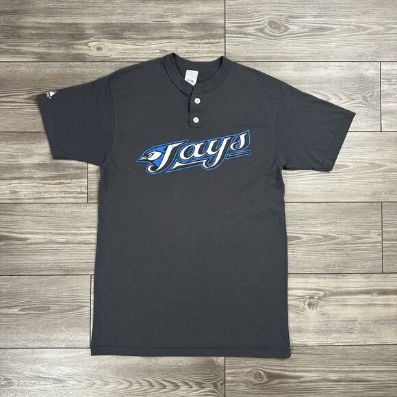 Vintage Y2K Blue Jays MLB Majestic Henley T Shirt - Picture 1 of 3